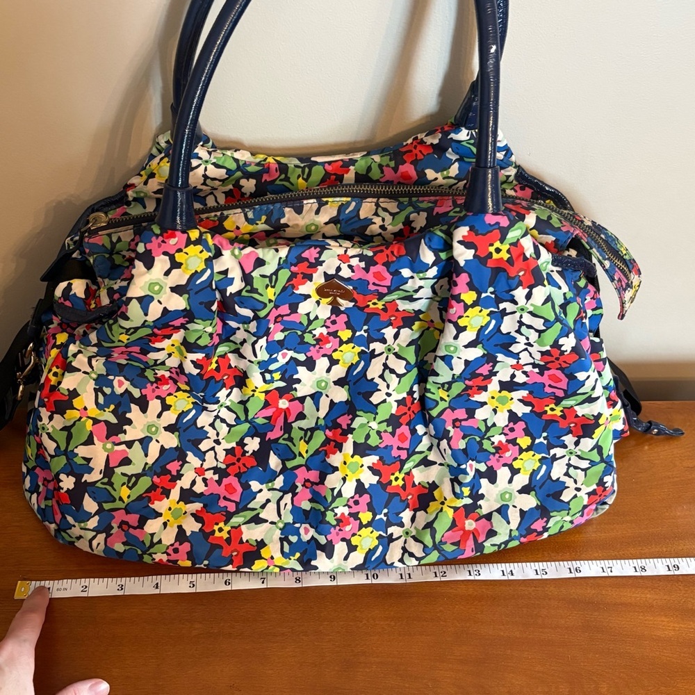 Kate Spade New York Nylon Navy Floral Drawstring Tote Shoulder Diaper Handbag - Picture 10 of 12